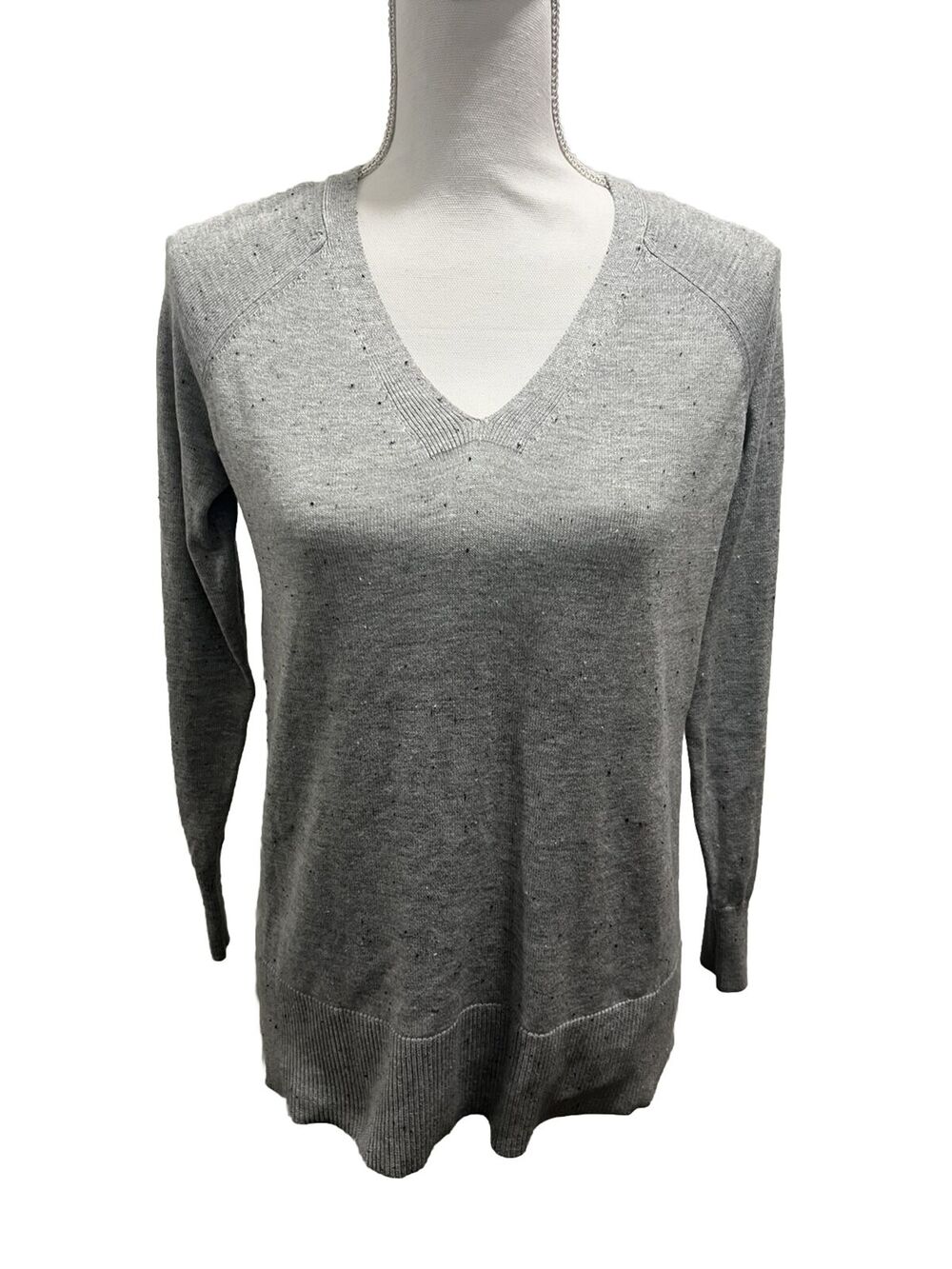 Loft Ann Taylor Gray Pullover Thin Long Sleeve Sweater Size XS